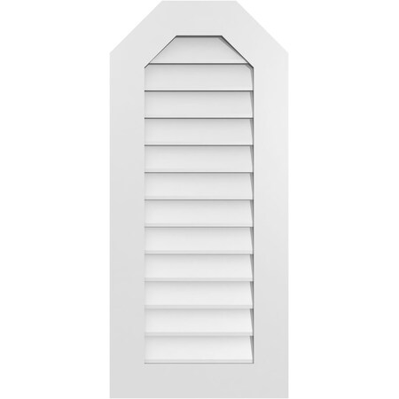 Ekena Millwork Octagonal Top Surface Mount PVC Gable Vent w/ 3-1/2"W x 1"P Standard Frame, 18"W x 40"H GVPOT18X4001SN